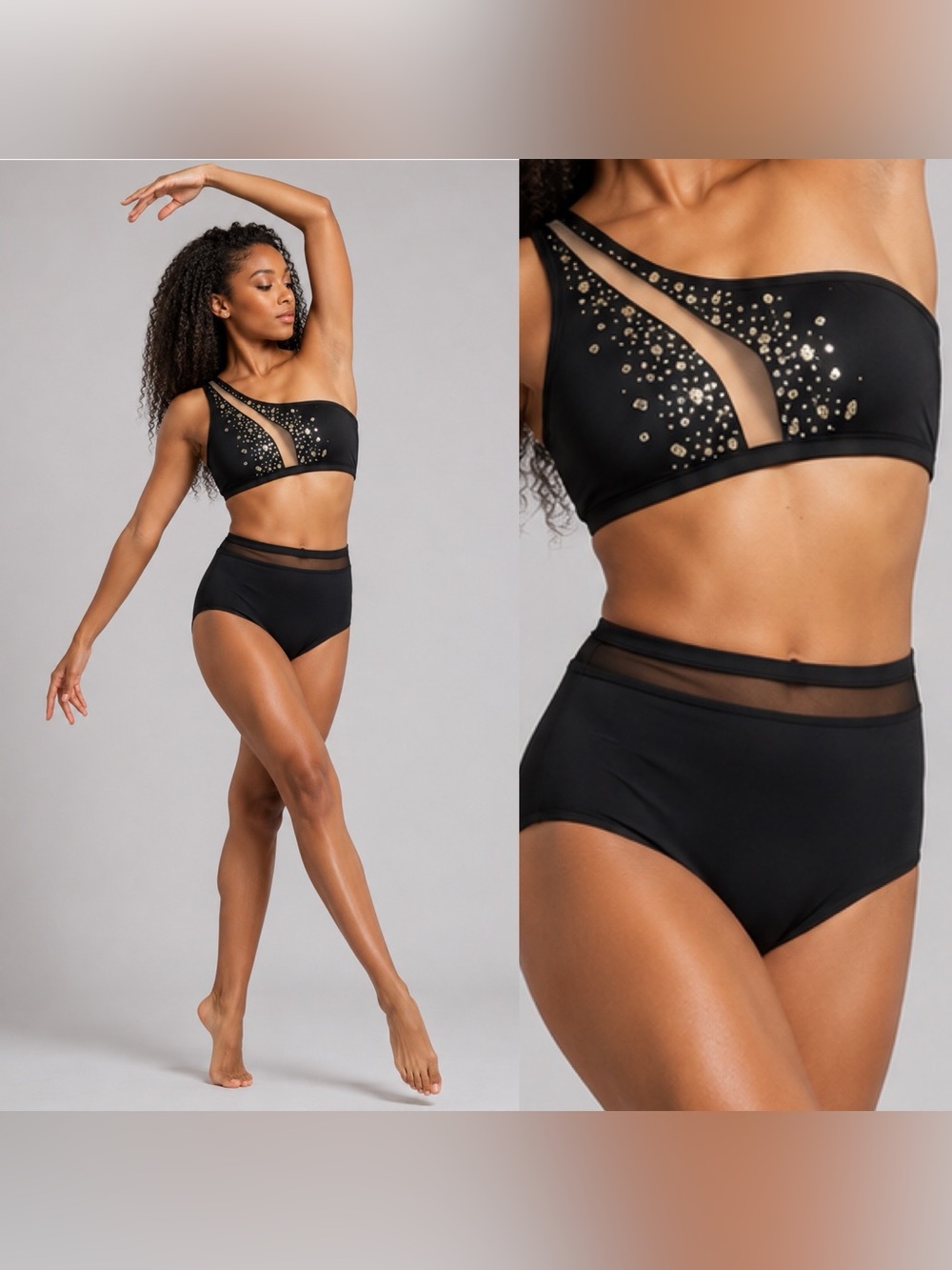 Convention Custom made solo dance costume black contemporary 2 piece set 10/12